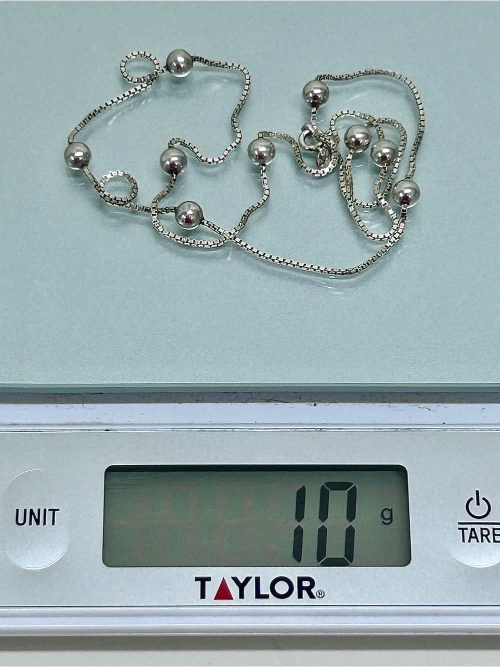 Vintage Sterling Silver Beaded Box Chain Necklace - Picture 12 of 16